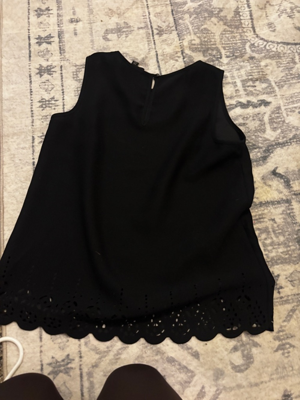 Banana Republic Black Sleeveless Camisole with Scalloped Laser-Cut Hem